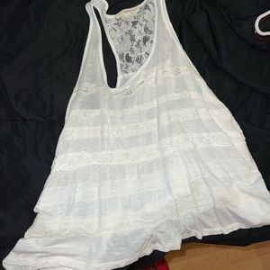 White lace float razor back tank top